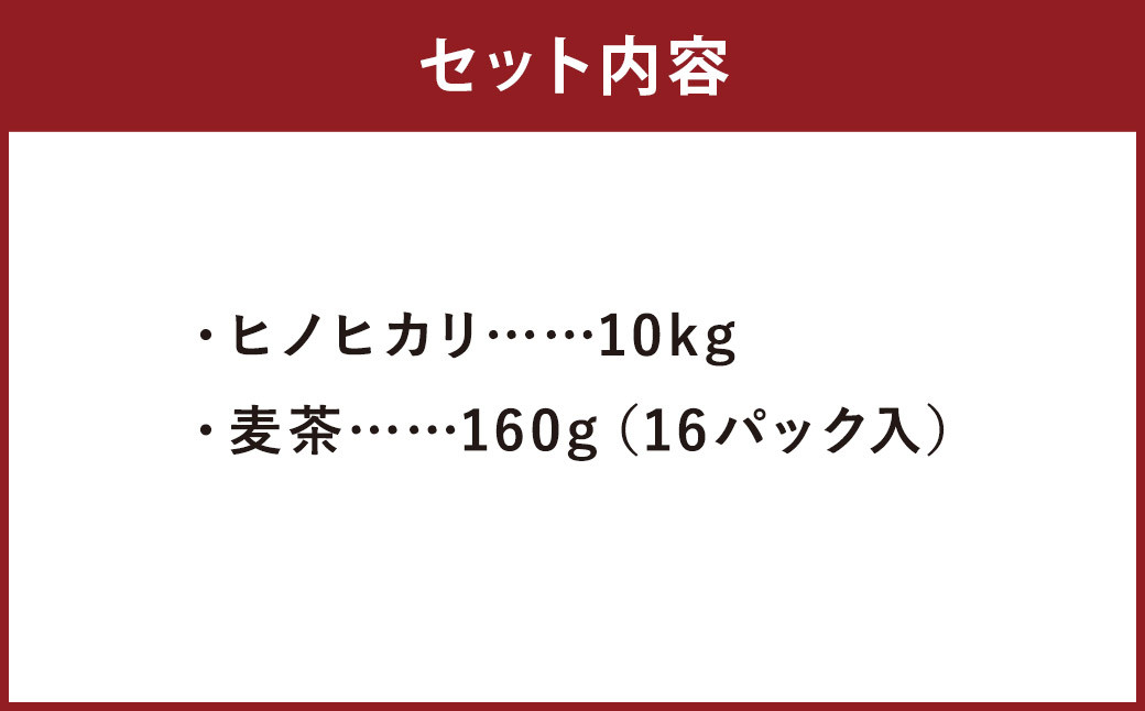 【柳川のお米】 ヒノヒカリ 10kg と 麦茶 16P セット 白米 お茶 パック