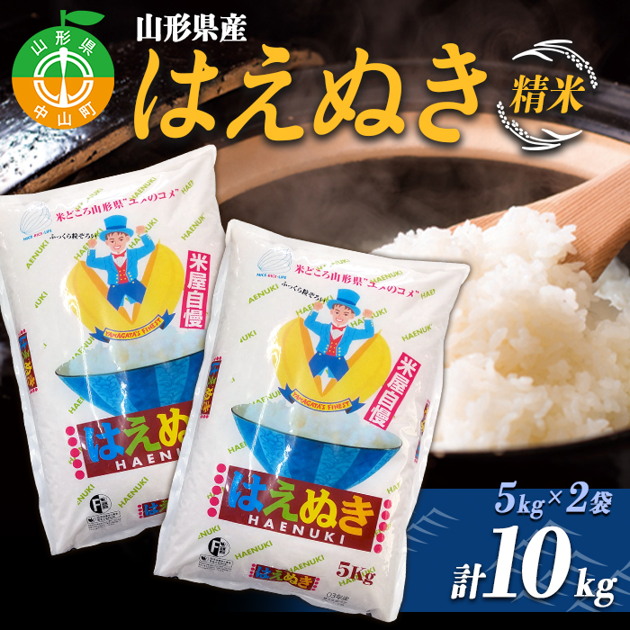 【令和7年度産】山形県産　はえぬき 精米5kg×2袋 計10kg ≪2025年10月より順次発送≫ ブランド米 こめ ご飯 ごはん 白米 F4A-0500