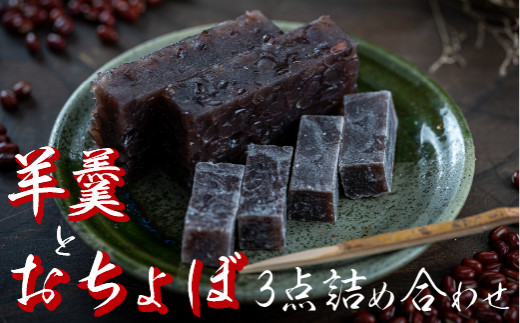 四万十町老舗和菓子屋のおちょぼと羊羹3点詰め合わせ　Iyy-A05 ようかん 和菓子 お菓子 おやつ ギフト 贈り物