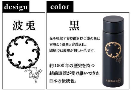 URUSHIPOKETLE　波兎デザイン 120ml　黒  水筒 伝統工芸品