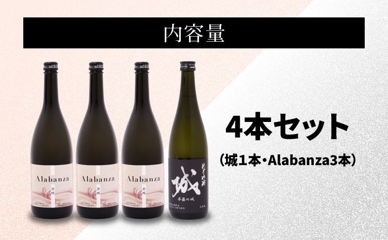 ＜【7日以内に発送！】令和6年産 木城町・毛呂山町 新しき村友情都市コラボ日本酒２種４本セット（城１本・Alabanza３本）＞ K21_0023