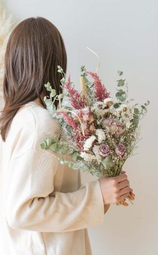 【スワッグ】ドライフラワーブーケ ピンク