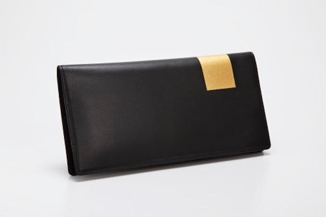 【ふるさと納税】【金箔押　山村】Byobu 長財布（墨色） | 京都市 京都 金箔 財布 長財布 ギフト プレゼント 贈答 贈り物 お祝い 内祝い ご自宅用 ご家庭用 メンズ ユニセックス 男女兼用