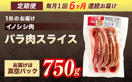 【6回定期便】天然イノシシ肉 バラ肉スライス 750g / ジビエ 猪肉 いのしし肉 ジビエ肉 肉じゃが用肉 イノシシ いのしし焼肉 長崎ジビエ 猪 ぼたん鍋 鍋肉 猪鍋 ジビエ鍋 ジビエ焼肉 ジビエ
