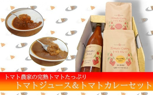 
完熟トマトたっぷり!トマト農家のトマトジュース＆カレーセット レトルトカレー 果汁100％ 濃厚 トマトジュース
