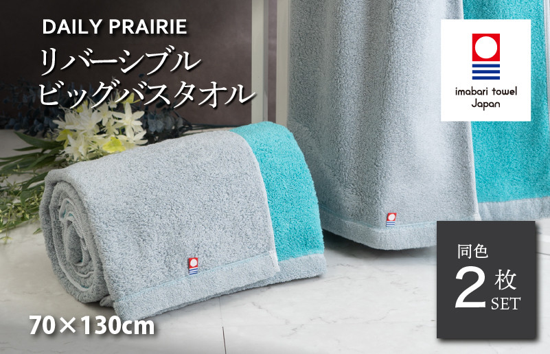 
            （今治タオルブランド認定品）DAILY PRAIRIE リバーシブルビッグバスタオル 2枚セット （グレー／ターコイズ） [I002960BBT2GY/TB] 今治タオル タオル 今治バスタオル ビッグバスタオル ギフト ギフトセット お祝い 贈り物 日本製
          