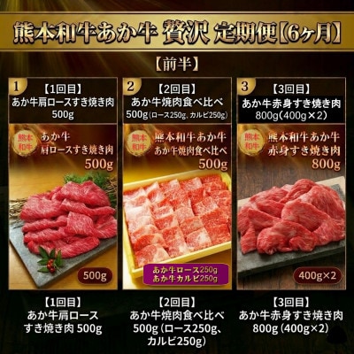【毎月定期便】熊本和牛あか牛贅沢 定期便【6ヶ月】(阿蘇市)全6回【配送不可地域：離島】【4088399】