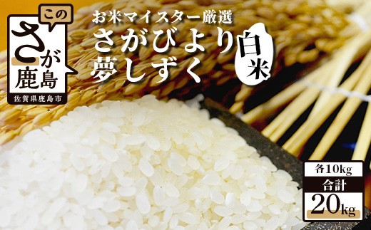 佐賀県産 さがびより 夢しずく 白米 合計20kg （ 10kg × 2種 ） お米マイスター厳選 D-34 令和7年産 精米 お米 セット 食べ比べ