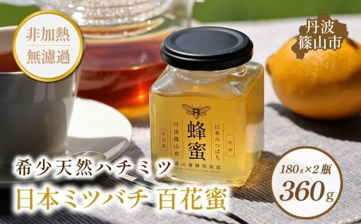 丹波篠山産　日本蜜蜂百花蜜のハチミツ　180g×2瓶　はちみち　ハチミツ　蜂蜜　非加熱　生 無添加 