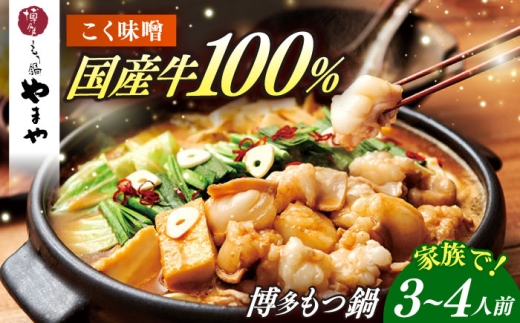 博多もつ鍋やまや もつ鍋 こく味噌味(3～4人前) [ABES019] 18000 18000円