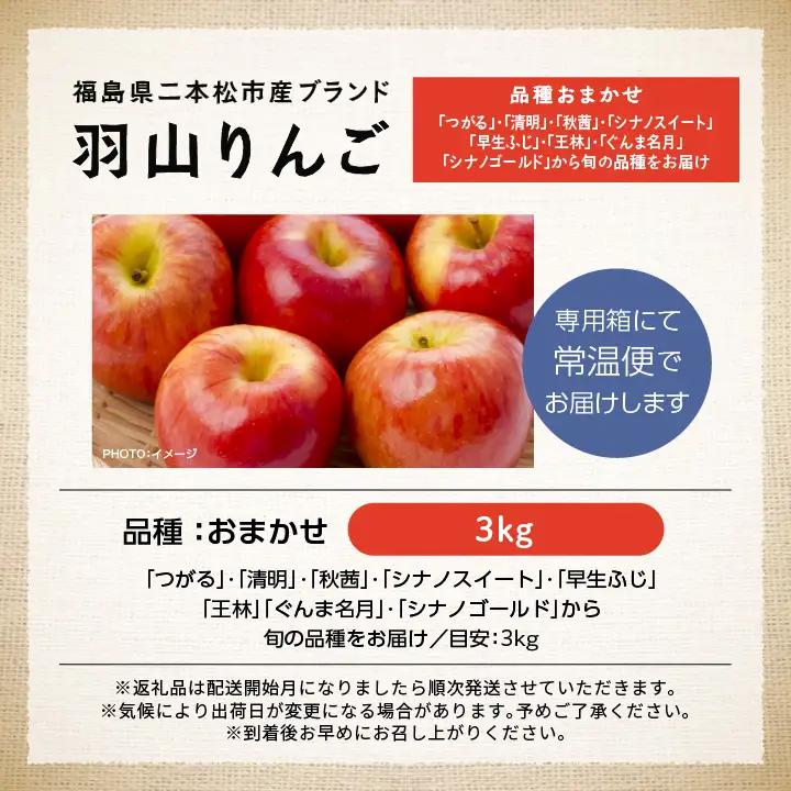 《2026年9月下旬以降順次発送》羽山りんご 品種おまかせ(早生・中早生)  3kg【羽山果樹組合】