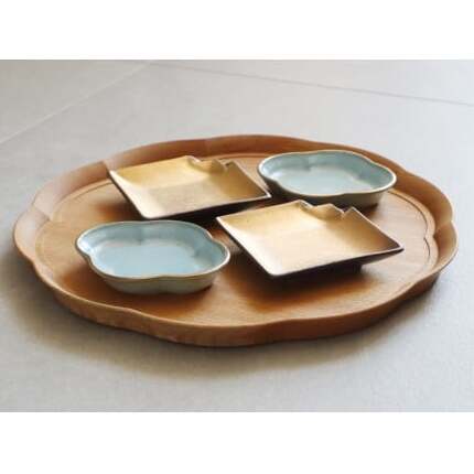 有田焼 mamekozara（Gold・Blue）4枚 セット【まるふく】食器 器 うつわ 豆皿 小皿 ギフト セット おしゃれ ゴールド 木瓜型 25000円 A25-624_イメージ2