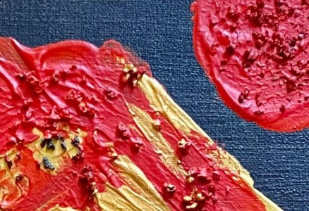 富士山溶岩パワーアート「黄金色赤富士」 絵画 アート