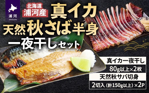 浦河前浜の恵み！真イカ＆天然秋さば半身の一夜干しセット[08-1527]