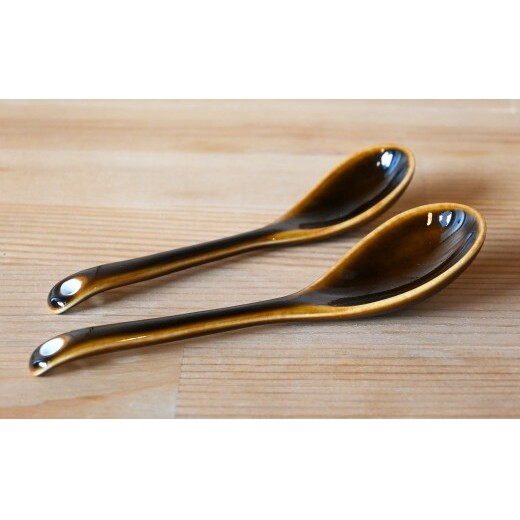 有田焼 洋食でも使いやすい！磁器製 ブラウンスプーン（大 / 小） セット【徳永陶磁器】  有田焼 磁器製 ブラウン スプーン スープ カレー 大活躍 ギフト プレゼント セット cp053_イメージ