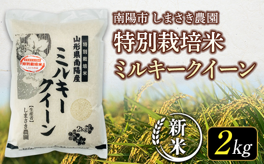 
【令和6年産 新米 先行予約】 【米食味コンクール金賞受賞農園】 特別栽培米 ミルキークイーン 2kg 《令和6年10月中旬～発送》 『しまさき農園』 山形南陽産 米 白米 精米 ご飯 農家直送 山形県 南陽市 [1568-R6]
