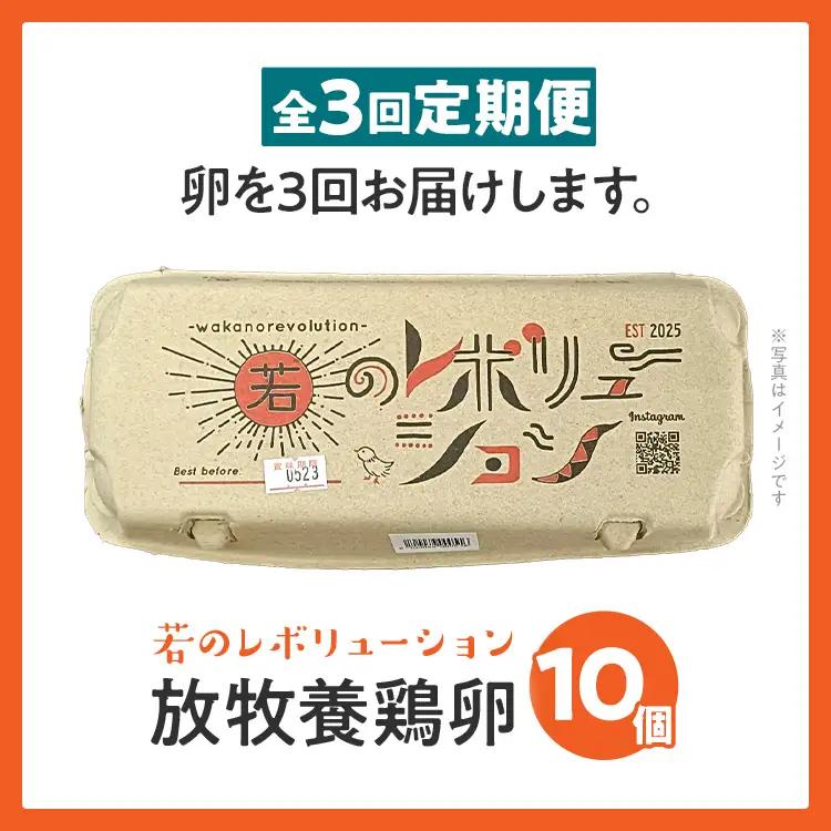 卵 定期便 3回 放牧養鶏卵 10個 「破損補償2個含」 3ヶ月間 若のレボリューション 卵 ※北海道・沖縄・離島は配送不可