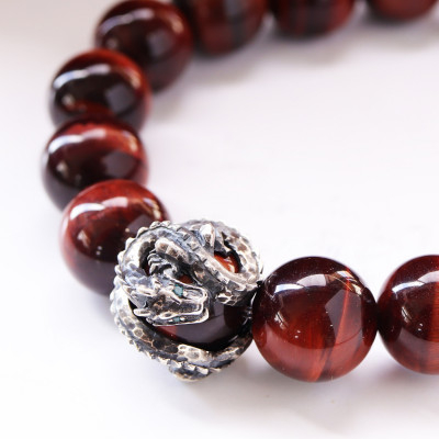 
                  ＜和の彩 wanoiro＞昇龍レッドタイガーアイ ブレスレット　659-928【1534393】
                