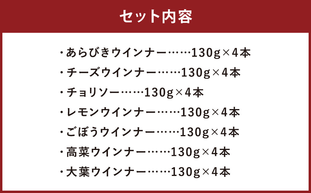 ウインナー 7種 バラエティセット 7パック×4本 910g 28本