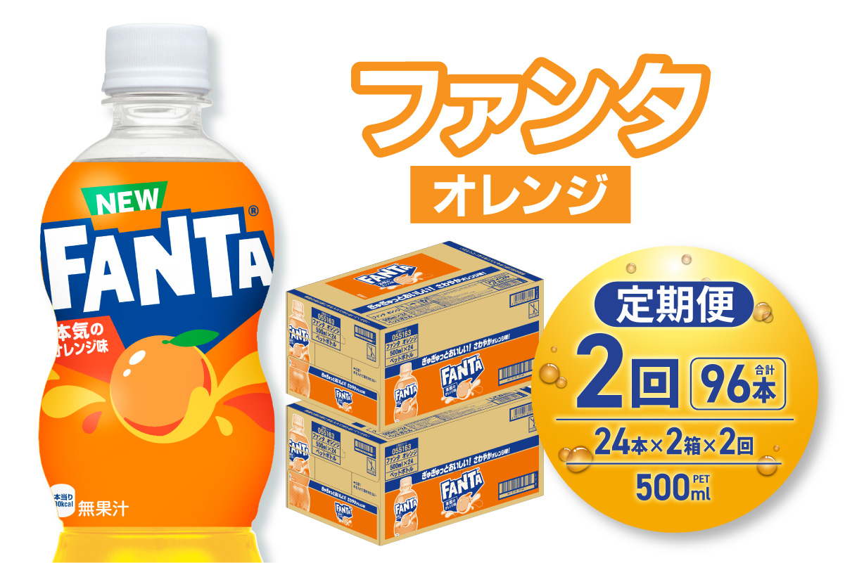 【２ヶ月定期便】ファンタ オレンジ 500mlPET×48本（2ケース）｜ 炭酸飲料 ペットボトル コカ・コーラ 北海道 札幌市