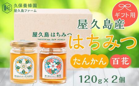 【ギフト用】屋久島産 はちみつ（たんかん・百花）120g×2個＜久保養蜂園 屋久島ファーム＞