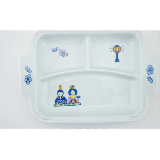 A14-105 有田焼 おしゃれな仕切り付プレート おひなさま 子供食器 仕切りプレート ランチプレート 食器 節句 かどすみ商店_イメージ4