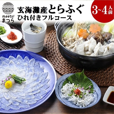 絶品とらふぐ刺身・鍋セット(ヒレ付)3～4人前【配送不可地域：離島】【1003799】