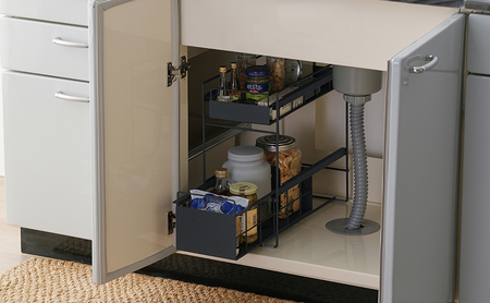 シンク下 収納 引き出し スライド ラック スリム SSR-200 ブラック アイリスオーヤマ 調味料 調味料ラック シンク下収納バスケット 隙間収納 キッチン 台所 収納棚 2段 おしゃれ 省スペー