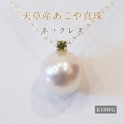 ふるさと納税 天草市 真珠 ネックレス 8-8.5mm ホワイトピンク 8月 ペリドット K18WG_S101-524