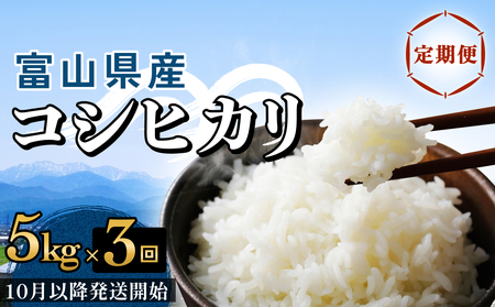 【3回定期便】富山県産 コシヒカリ 5kg ＜2025年10月以降発送開始＞ 富山県 氷見市 米 コシヒカリ 定期便
