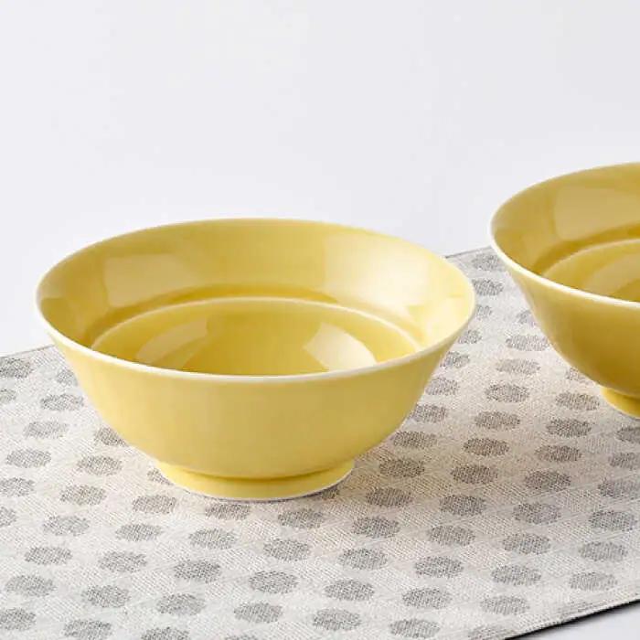 【波佐見焼】粋碗 どんぶり 茶碗 イエロー ペアセット 食器 皿 【光春窯】 [XD67] 波佐見焼
