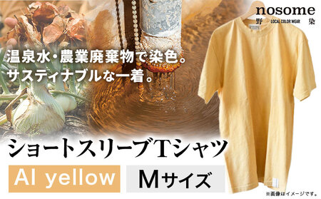 野の色を着る。温泉水・農業廃棄物で染色したショートスリーブＴシャツ AI yellow【Mサイズ】 合同会社nosome《90日以内に出荷予定(土日祝除く)》 送料無料 服 ファッション インナー ギフト レディース メンズ 北海道 本別町 染め 染色 草木染め