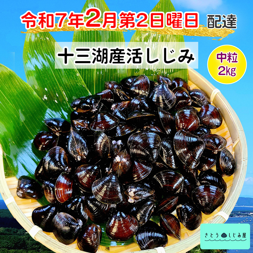 [令和7年2月第2日曜日配達] さとうしじみ屋の十三湖産活しじみ(中粒2kg)[冷蔵]｜十三湖産 青森 津軽 つがる しじみ みそ汁 味噌汁 しじみ汁 活しじみ 冷蔵 [0587]