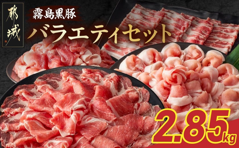 
            霧島黒豚バラエティセット2.85kg_23-2801_(都城市) 霧島黒豚 薄切り ロース 肩ロース バラ かた・もも切り落とし 真空包装 
          