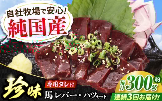 【全3回定期便】『純国産』熊本の味 馬 珍味 セット 計約200g レバー ハツ 刺身タレ付【有限会社 九州食肉産業】 [AYCN104]