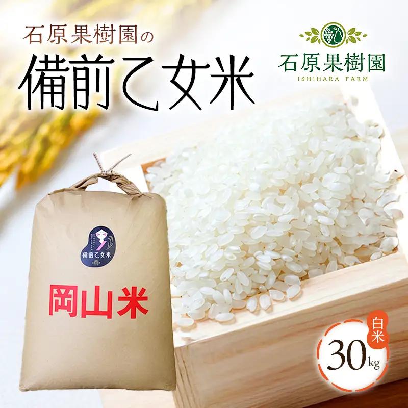 備前乙女米 白米 乳酸菌栽培 石原果樹園 岡山県産 備前乙女米【30kg×1袋】