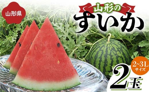 《先行予約 2025年度発送》山形県産すいか 2玉（2～3Lサイズ）  スイカ すいか 西瓜 デザート フルーツ 果物 くだもの 果実 食品 山形県 FSY-1269