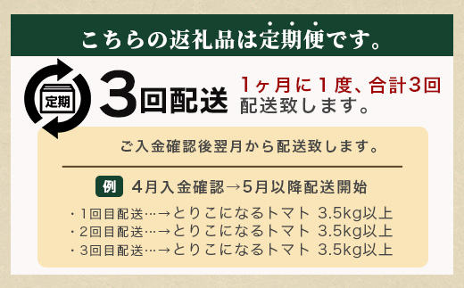 【先行予約】 たにぐちファーム とりこになるトマト【3.5kg以上×3回定期便】【2025年12月から出荷】 Ricotomato トマト C-84
