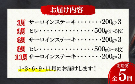 ＜定期便5回＞とちぎ和牛の厚切りヒレ＆サーロインステーキ 食べ比べ 計約2.8kg【栃木県共通返礼品】 | 和牛 定期便 栃木県 茂木町