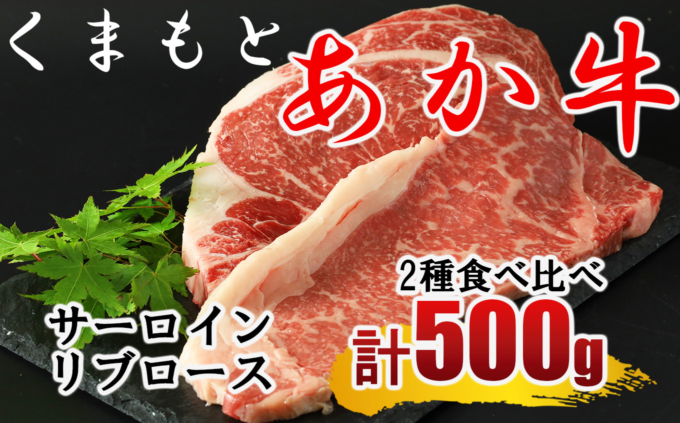 
くまもと あか牛 ステーキ2種 食べ比べ サーロイン約250g リブロース約250g
