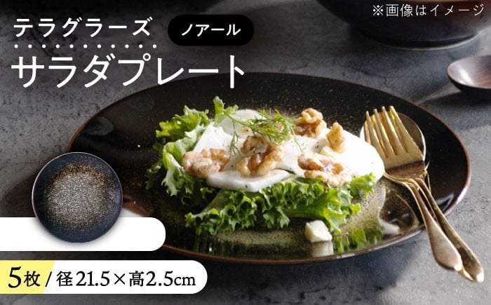 
                  【美濃焼】 テラグラーズ サラダプレート ノアール 5客揃 瑞浪市 / アワサカ 食器 皿 プレート [AZAD023]
                