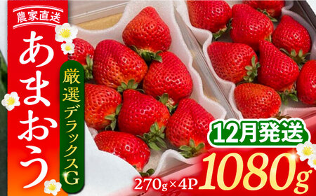 【先行予約】【12月発送】農家直送 あまおう 厳選デラックスG 1080g(270g以上×4P)土耕栽培[VAB020]果物 いちご