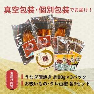 【価格改定予定】国産 うなぎ 鰻 蒲焼 80g 3人前 小サイズ カット 真空 小分け 丑の日 沼津 うなよし （ うなぎ 鰻 うなぎ蒲焼 鰻蒲焼 国産うなぎ 国産鰻 うなぎ3人前 うなぎ小分け うな