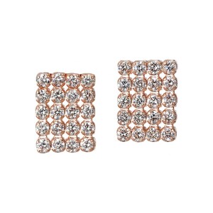 [MADE IN KOFU] K18PG シルキータッチテニスチェーン［レクタングル］ピアス 0.5ct TI-1151
