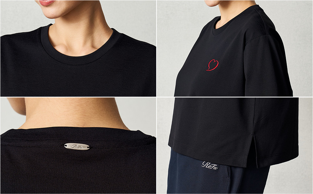 【ホワイト S】ReFa バイタルテック コンフォートジャージー クルーネックTシャツハートコレクション　Aira#3