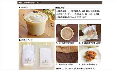 【先行予約・令和9年2月上旬発送】簡単味噌づくりキット 4kg プロが仕込んで自宅で熟成発酵 寒仕込み味噌 新潟県産大豆・コシヒカリ使用 米みそ[ZB598]
