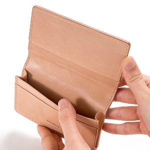 【全7色】栃木レザーの名刺入れ 約50枚収納 ポケット4つ Card holder 02/ブラック/minca　416