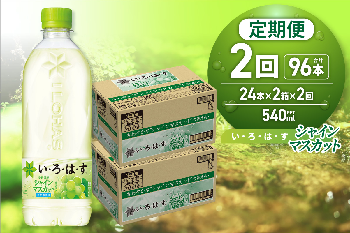【２ヶ月定期便】い・ろ・は・す シャインマスカット540mlPET×48本｜コカ・コーラ 飲料 ドリンク 飲み物 水 いろはす 北海道 札幌市