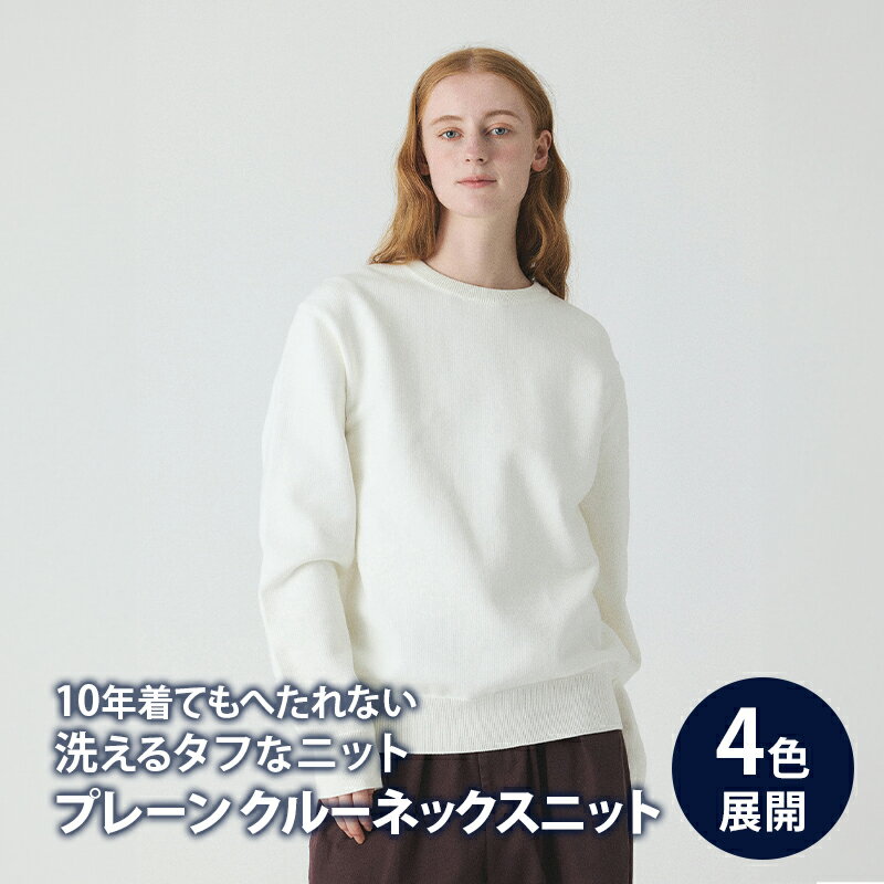 【ふるさと納税】ニット アンユースレス プレーン クルーネックスニット 服 洋服 ファッション ビジネス カジュアル 耐久性 上品 コーマ糸 無撚糸コットン 洗濯可能 墨田区 東京都