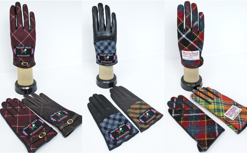 婦人プリティッシュウール・ハリスツイード牛革手袋（1328221　1328321　1328421）